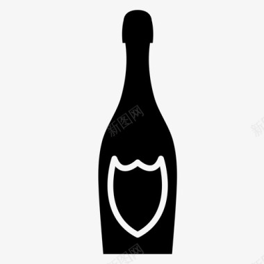 香槟瓶起泡酒敬礼图标图标