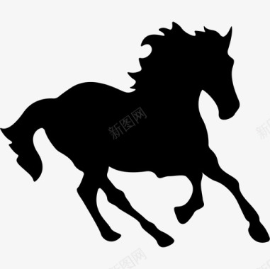 马黑色奔跑的形状动物马图标图标
