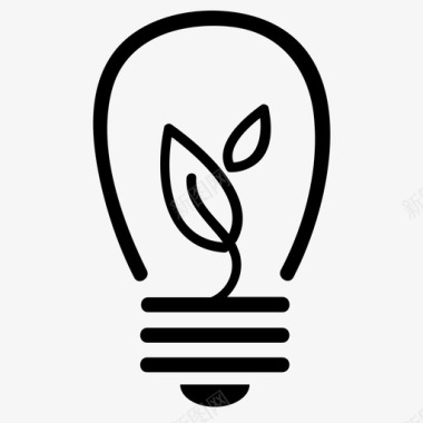 能源管理灯泡树叶图标图标