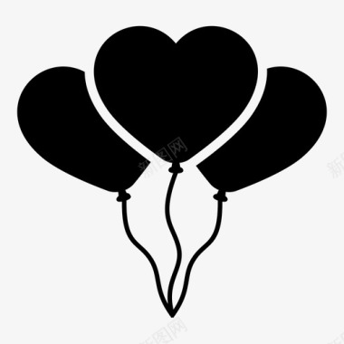 心形气球情人节弦乐图标图标
