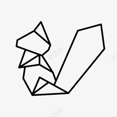 松鼠动物折纸图标图标