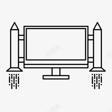 led电脑显示器上市规模火箭图标图标