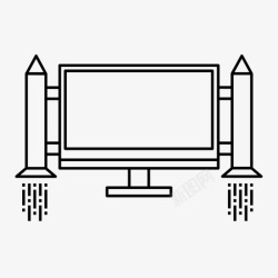 品牌显示器电脑显示器上市规模火箭图标高清图片