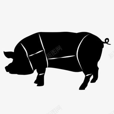 牛腩肉猪屠宰线猪肉图标图标