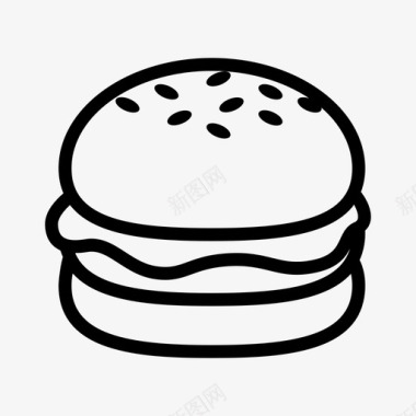 陕西美食汉堡包牛排三明治圆形三明治图标图标