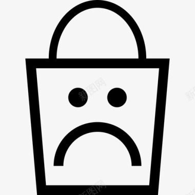 不快乐的购物者商店购物袋图标图标