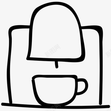 咖啡机电子手绘涂鸦图标图标