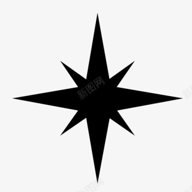 四角星星星指南针导航图标图标