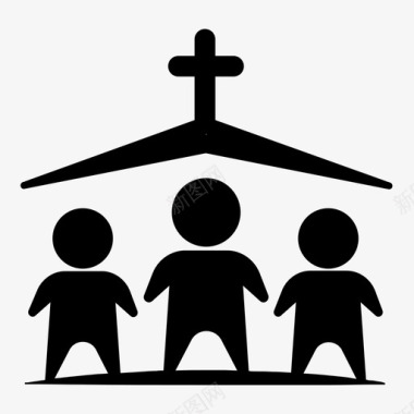 十字架标志教堂屋顶牧师图标图标