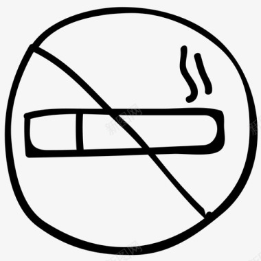 禁止吸烟酒店和餐厅手绘涂鸦图标图标