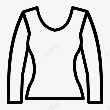 时尚的长袖T恤运动衫女式图标图标