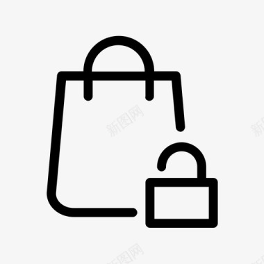 带锁储物柜购物袋带锁钱包携带图标图标