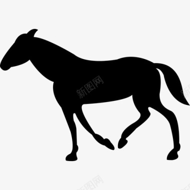 尾巴朝下的黑色步行马动物马2图标图标
