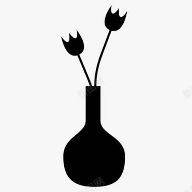 花瓶郁金香桌子图标图标