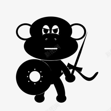 黑猴子愤怒的武士猴子图标图标