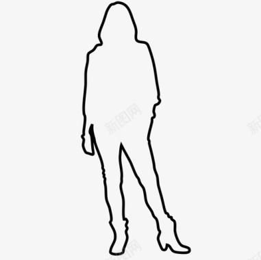 女人手挽手站在口袋里白的人图标图标
