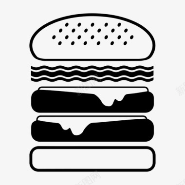 培根双层芝士汉堡快餐图标图标