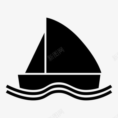 帆船波浪水图标图标