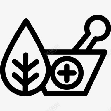 天然草本植物和用于治疗医疗医药和健康的砂浆图标图标