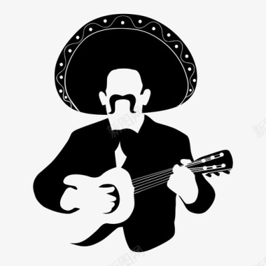 胡子马里亚奇演奏者墨西哥人西班牙人图标图标