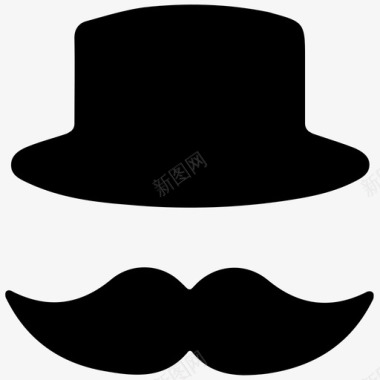 帽子和胡子衣服时尚图标图标