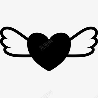 心脏有翅膀形状心跳图标图标