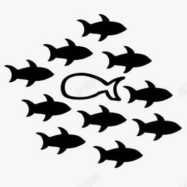 素描动物鱼记号笔海洋图标图标