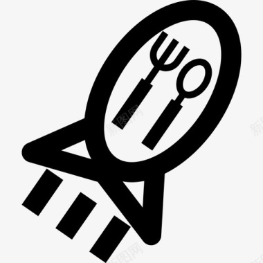 带勺子和叉子的餐厅火箭食物图标图标