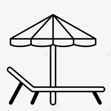 躺椅雨伞遮阳伞图标图标