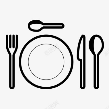 餐桌设置晚餐盘子图标图标