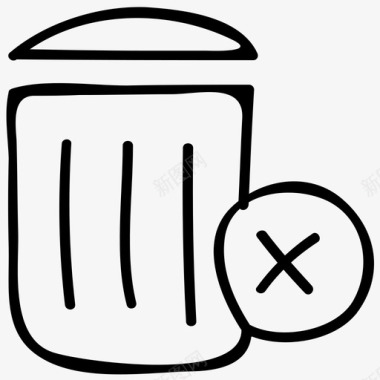 手绘素描动物垃圾桶无垃圾垃圾图标图标