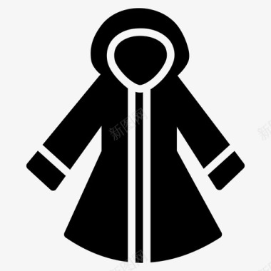 系带女士大衣雨衣穿着防水图标图标