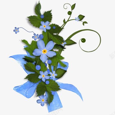 丝带捆扎的蓝色花朵花朵捆扎礼物丝带oss288li图标图标