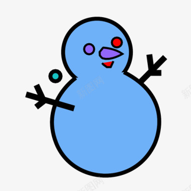 冬天的雪人雪人寒冷快乐图标图标