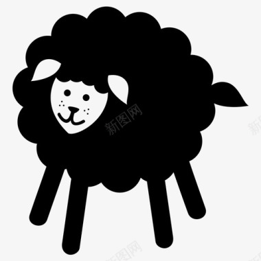 绵羊羔羊绒毛图标图标