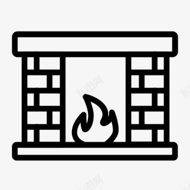 暖壁炉舒适火焰图标图标