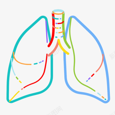 麦穗卡通肺解剖学身体图标图标