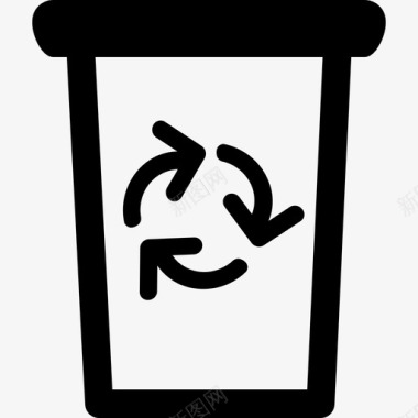 带回收标志的垃圾桶工具和器具基本用途图标图标