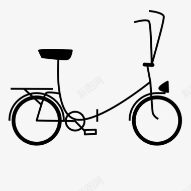 可折叠自行车两轮车旅行图标图标