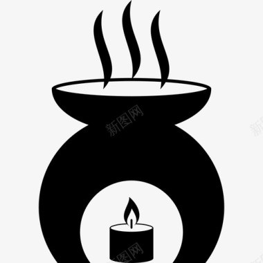 香薰工具用燃烧的蜡烛加热芳香油工具和用具spa和放松图标图标