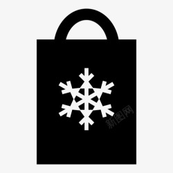 可使用香菇圣诞购物袋冬季雪花图标高清图片