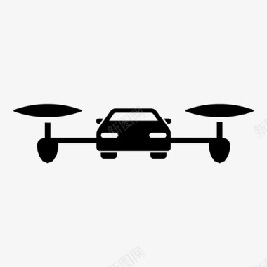 直升机空中汽车未来汽车飞行汽车图标图标