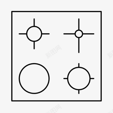 火红辣椒烤箱轮廓热板图标图标