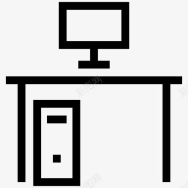 电脑屏幕显示器工作站书桌pc桌图标图标