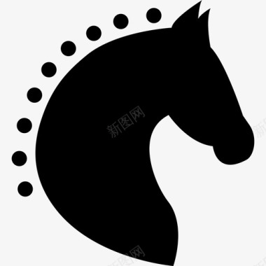 马头侧视图带马毛的点动物图标图标