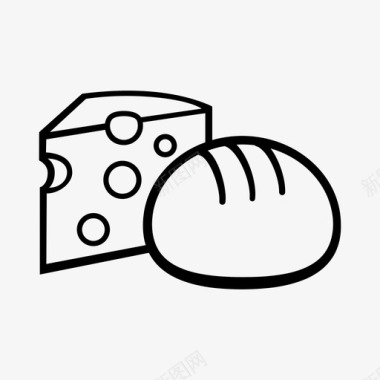 法式奶酪和面包食品法式图标图标