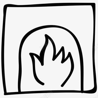 美女图像素描壁炉温暖素描图标图标
