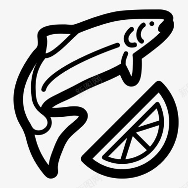 鱼和柠檬海鲜鲑鱼图标图标