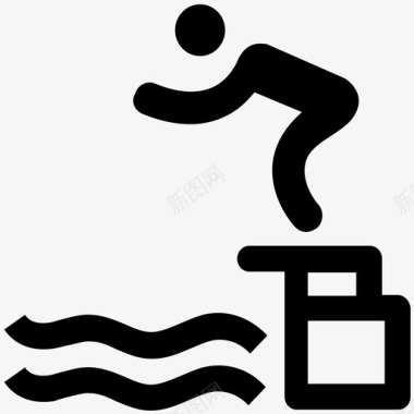 跳水运动游泳运动员潜水员跳水图标图标