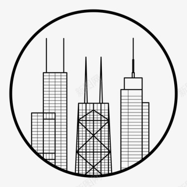 芝加哥建筑城市图标图标